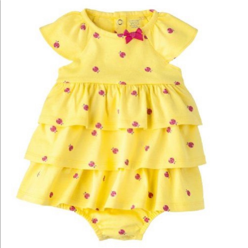 Carter’s Yellow Onesie with pink Ladybugs